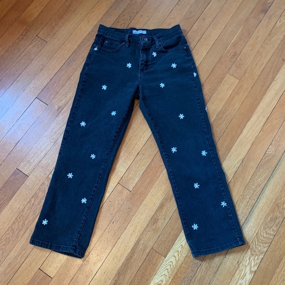 Hand Embroidered Black Straight Fit Jeans - Picture 4 of 6